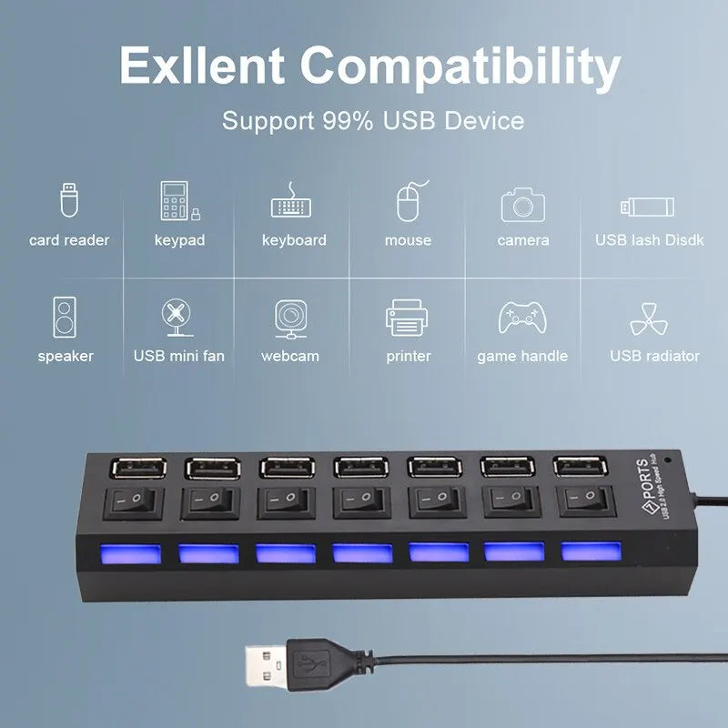 Switch Extension Hub 7-port USB2 0 Computer USB One Drag Seven Zpaxo