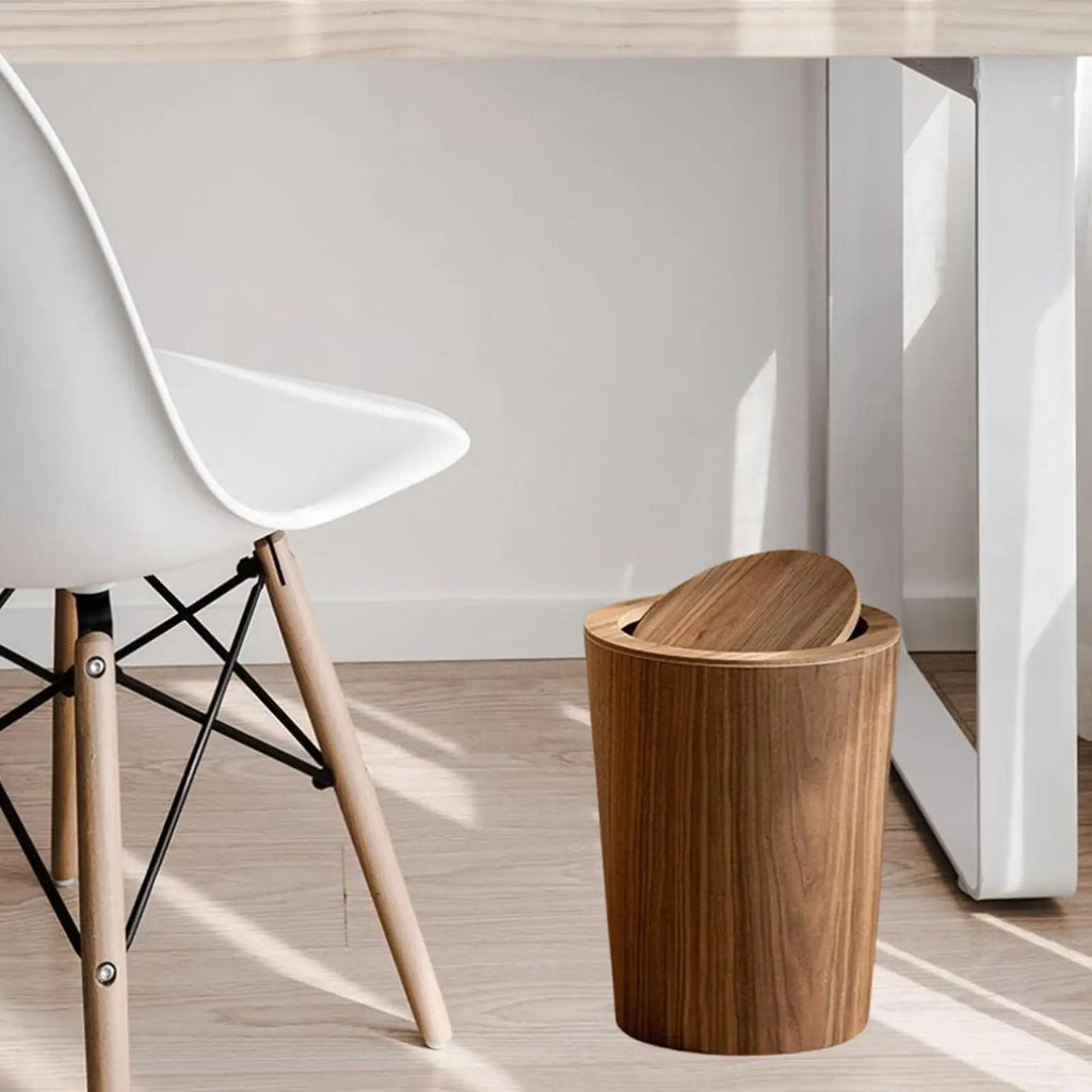 Wood Trash Can Wastebasket Decorative Japanese Garbage Bin Room Zpaxo