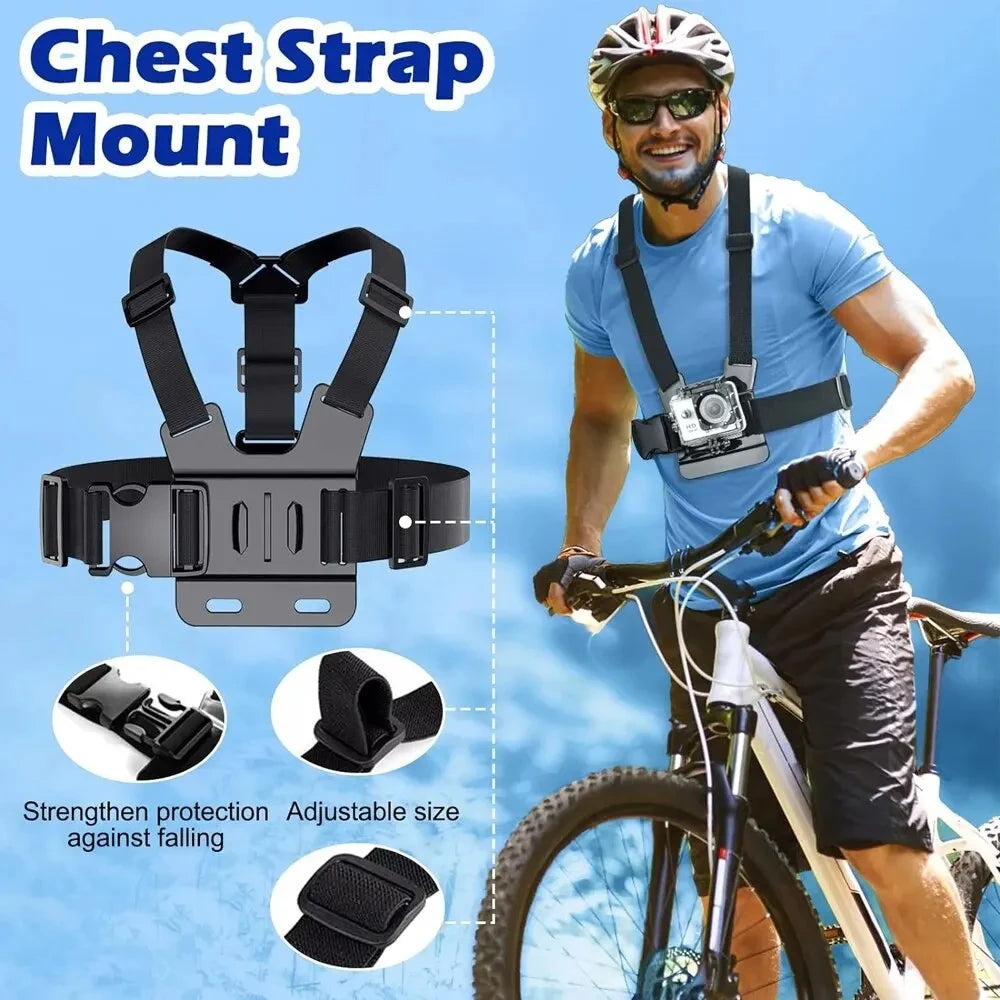 All-In-One 6pcs Action Camera Kit Head Strap Chest Straps Mount Adjustable Rotatable Phone Holder For GoPro Phone Osmo Insta 360 Zpaxo