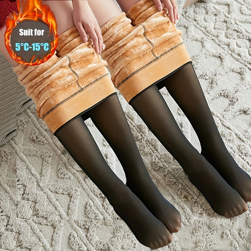 Thermal Stockings Woman Fleece Tights Sexy Winter Warm Pantyhose Translucent Slim Thicken Tights Elastic Velvet Pantyhose Female Zpaxo