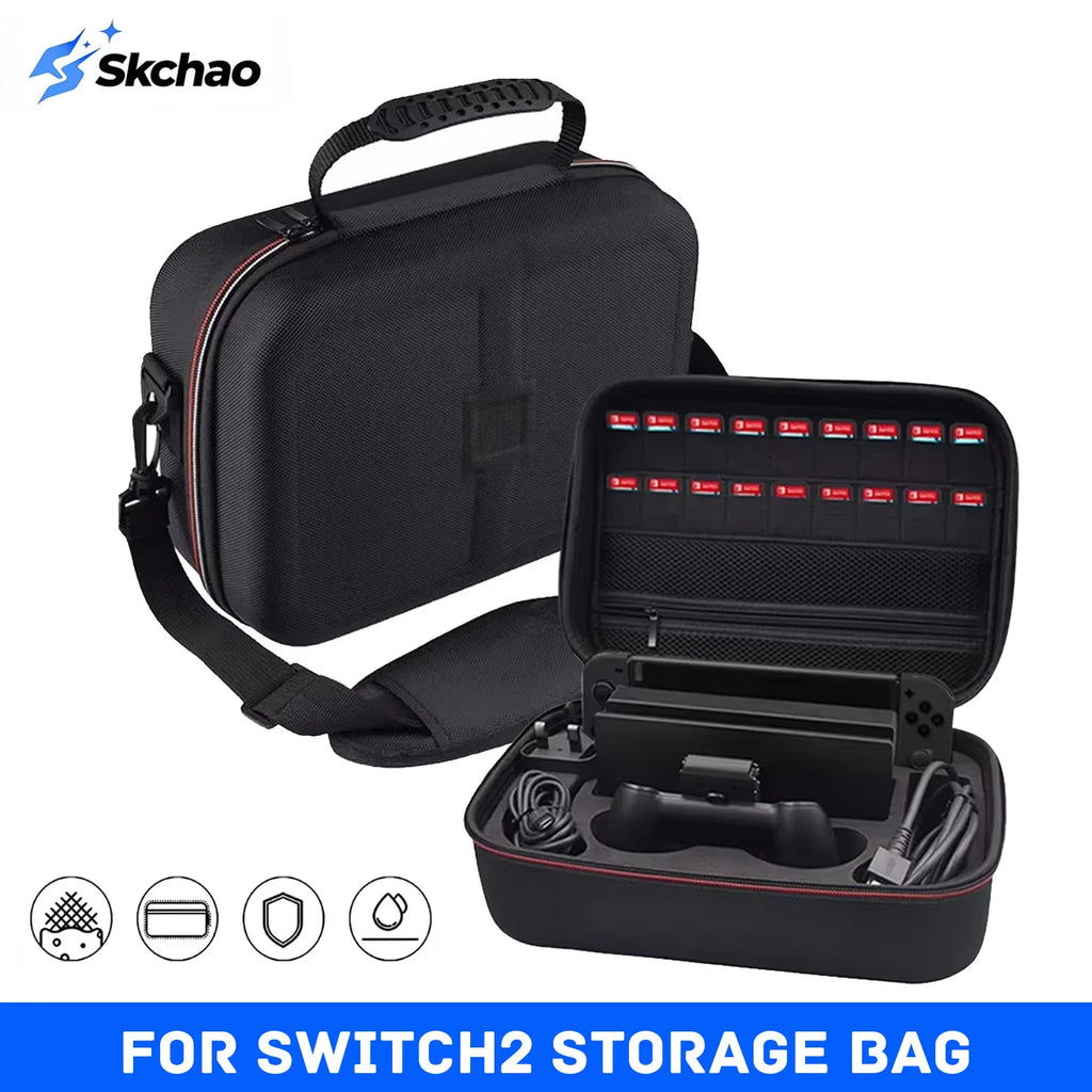 For Switch 2 Protective Carrying Case EVA Hard Shell with Anti-Slip Handle Removable Strap Portable Gamepad Travel Storage Box Zpaxo
