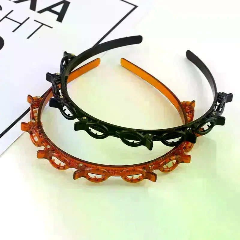 Double Layer Bands Clip Hairbands Fashion Plastic Braided Headband Zpaxo