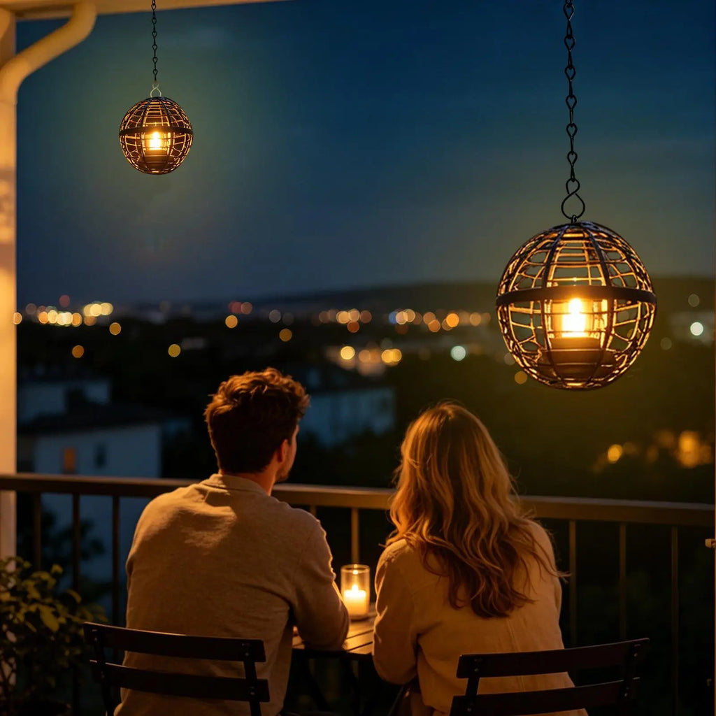 Solar Tealight Candle Outdoor Decorative Ball Cage Holder Powered