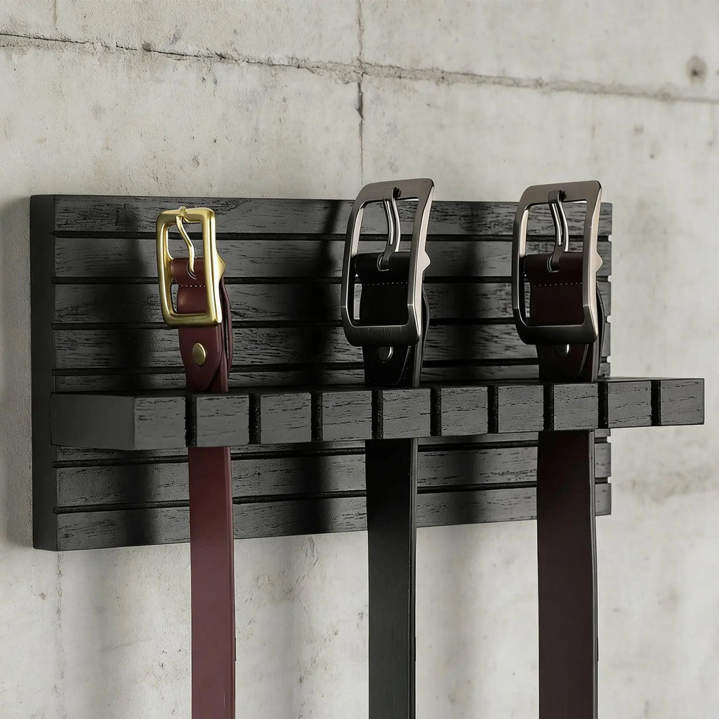 Belt Hanger Closet Wooden Wall Mount Sturdy Space Saving Organizer