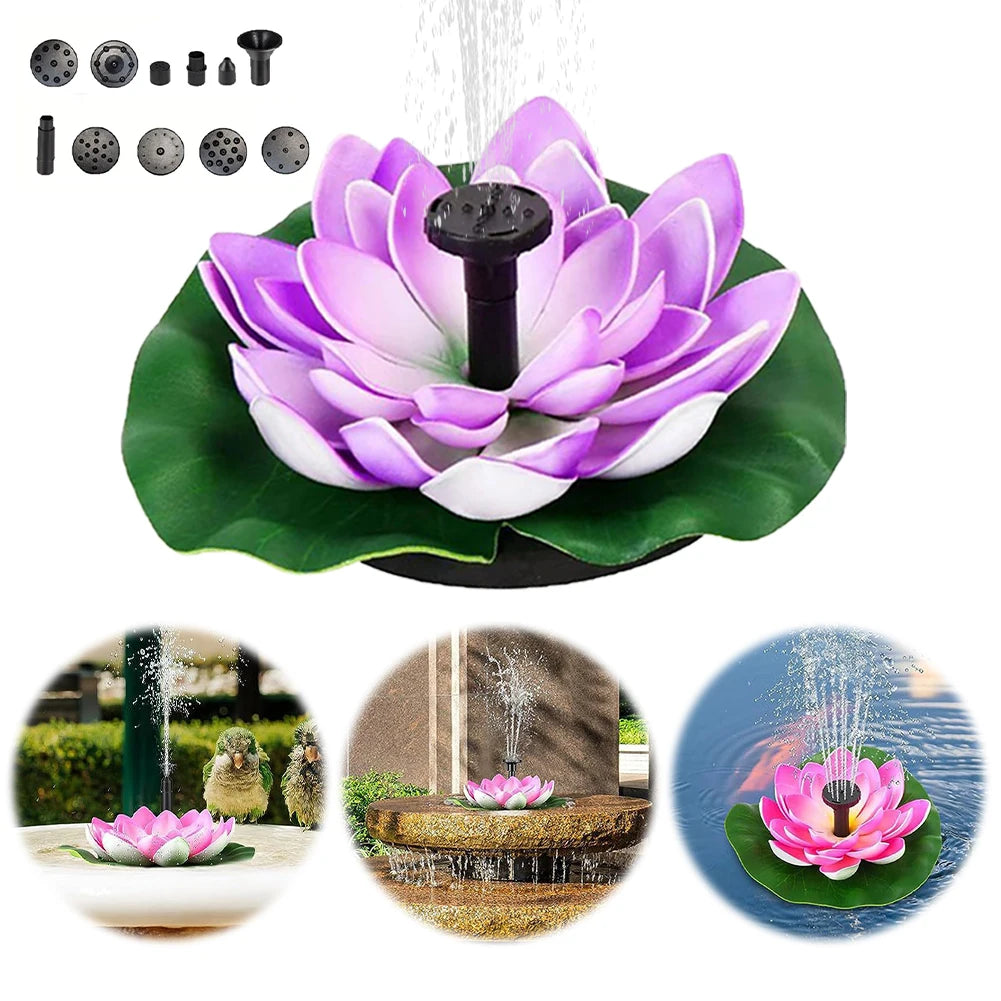 Lotus Solar Water Fountain Brushless Pump Floating Garden Artificial