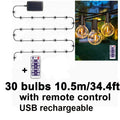 Solar LED Outdoor Lamp G40 Bulbs Camping Fairy Lights Garden Zpaxo 34.4ft-30 bulbs China Mainland