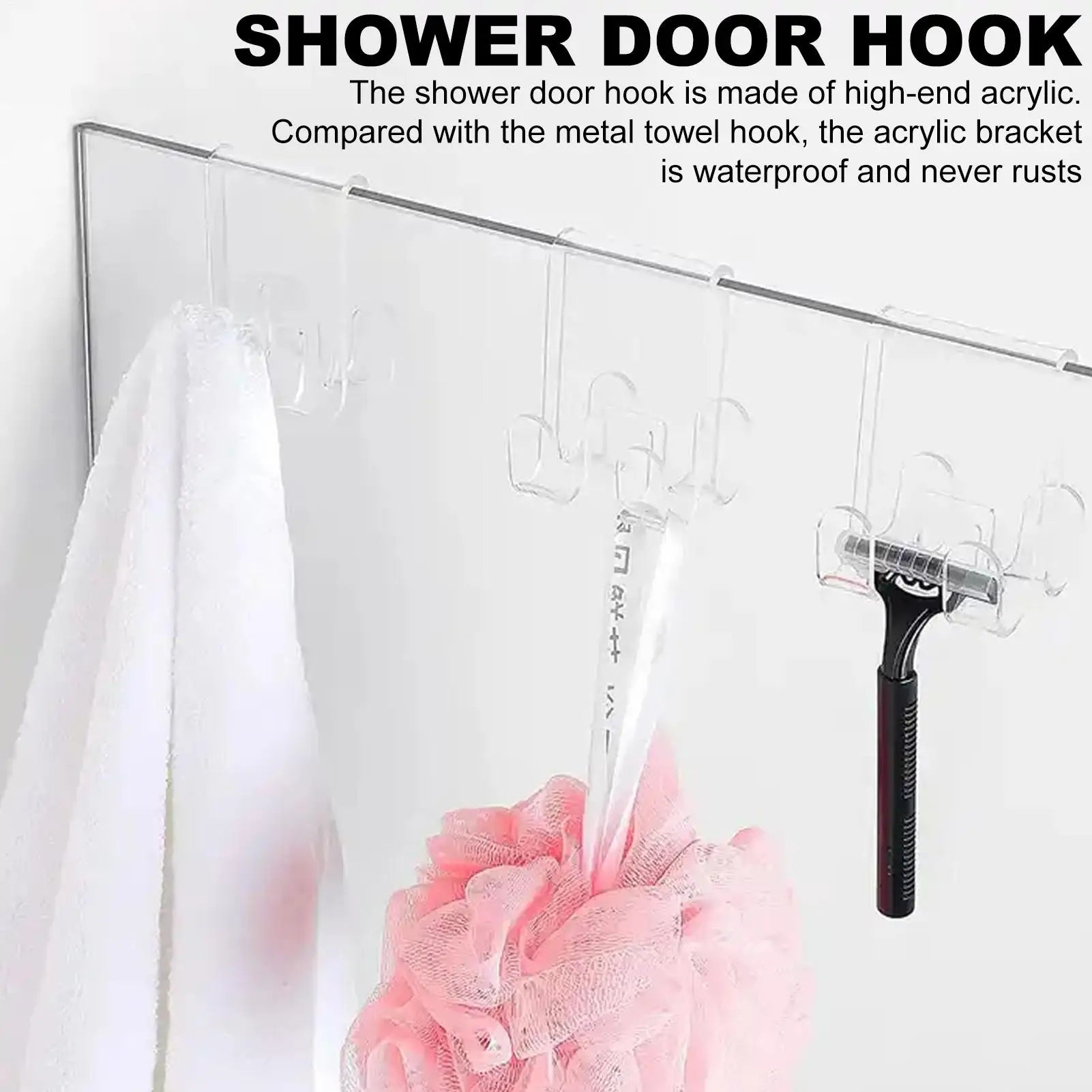 Shower Towel Hooks Glass Door Hanger Space-saving Clothes Towels