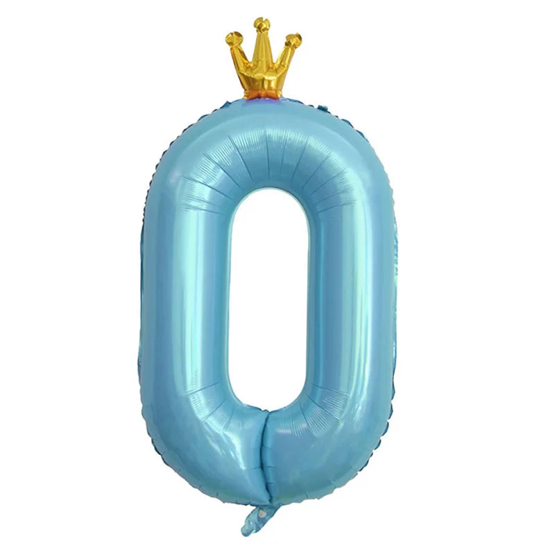 Pastel Baby Blue Pink Foil Number Balloon Crown 1 2 3 4 5 6 7 8 9 Zpaxo blue0 40inch