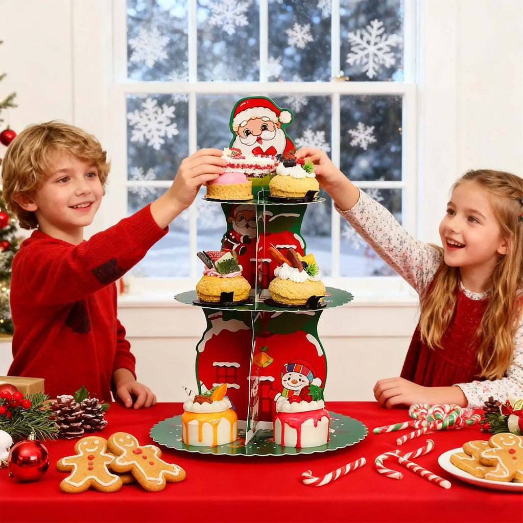 Christmas Cupcake Stand 2 Holder 3 Tier Dessert Tower Tray Donut