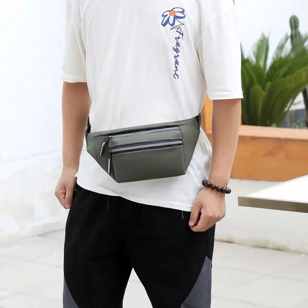 Bag for Men Chest Bag Simple Waist Bag Casual Crossbody Men's Cell Phone Bags Gray Shoulder Bag Multi Use Business Coin Purse Zpaxo