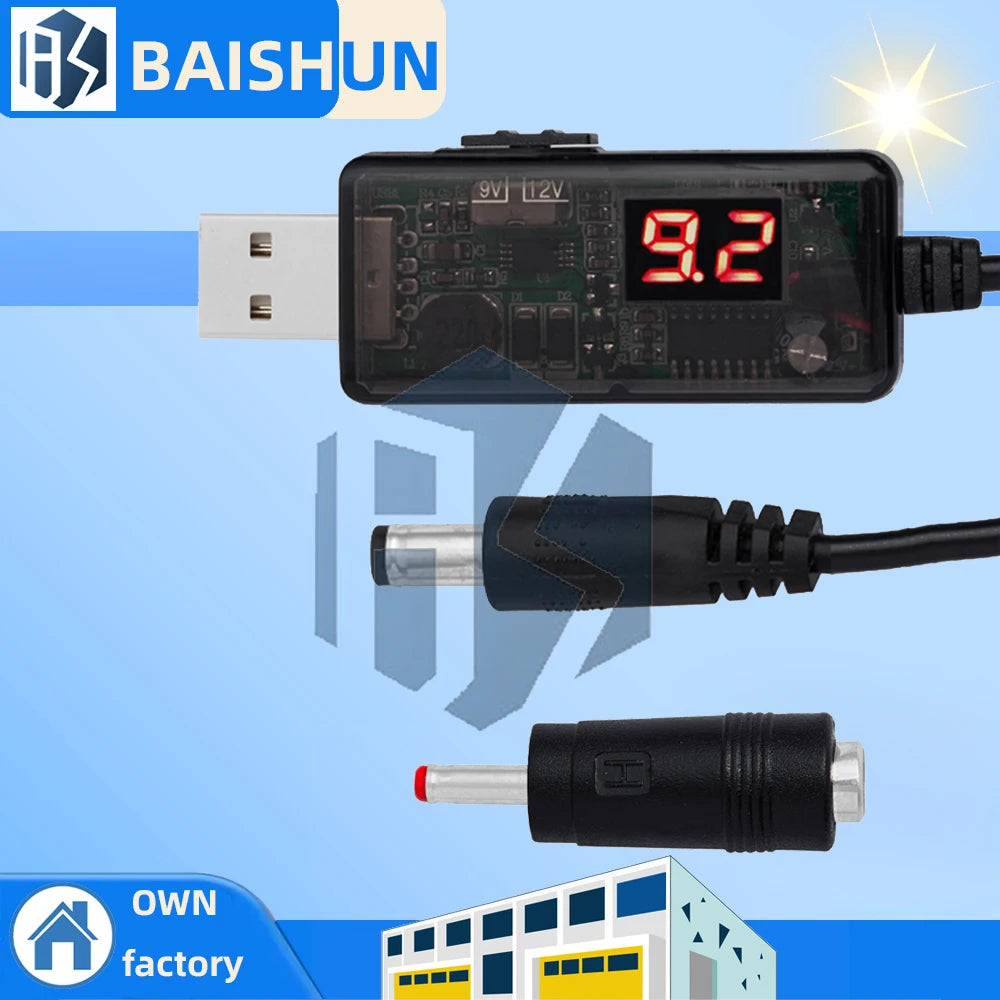 USB 5V Step-Up Boost Cable 9V/12V Output 3.5×1.35mm DC Plug Power Cord for Router Modem Zpaxo