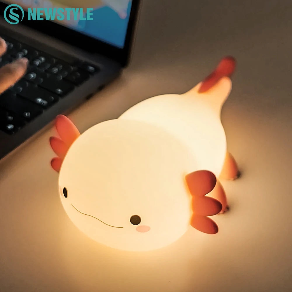 Axolotl Night Light for Kids 2 Brightness Silicone Nursery Sleeping Light Portable USB Rechargeable Bedside Lamp For Baby's Room Zpaxo
