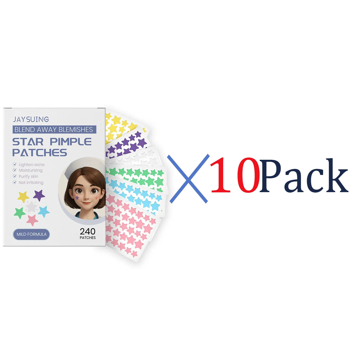 Star Acne Patches 240pcs Salicylic Acid Hydrocolloid Invisible Pimple Patches for Face Spot Treatment Ultra-Thin Gentle Care Zpaxo 10 Pack