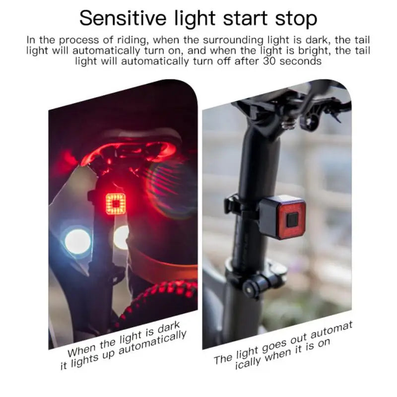 Smart Bicycle Rear Light Auto Start Stop Brake Sensing Induction Waterproof USB Charging Cycling Tail Taillight LED Bike Light Zpaxo