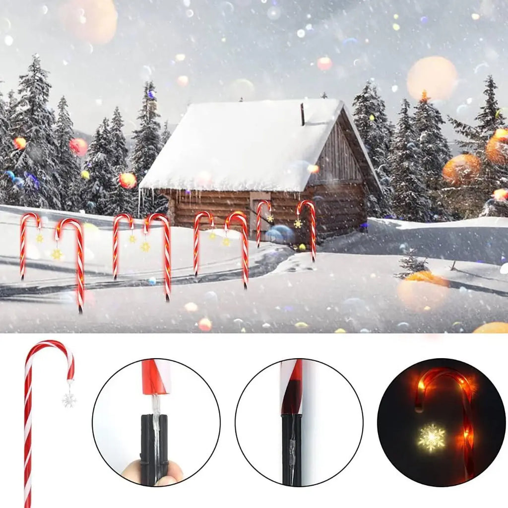 Christmas Decorative Cane Light Solar Courtyard 8-Mode Lighting Zpaxo