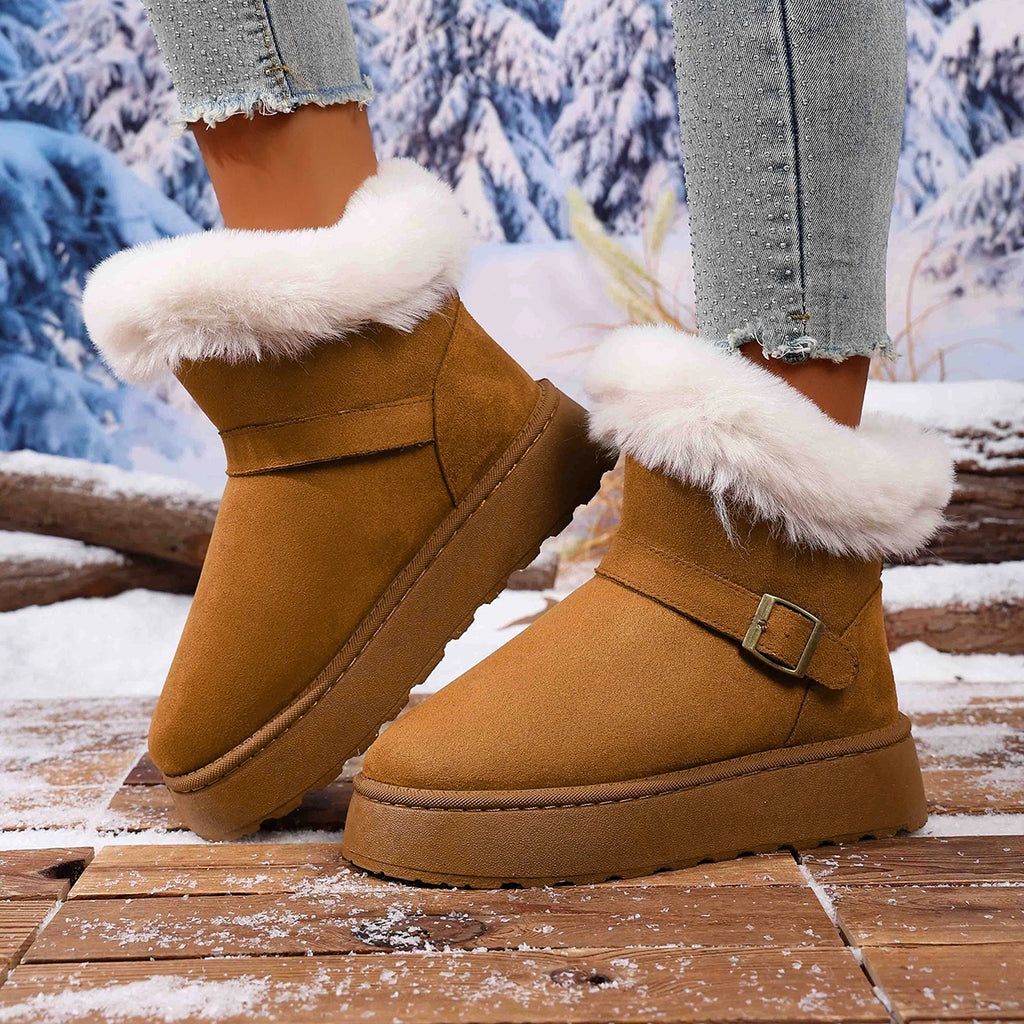 Women Ankle Boots 2025 New Comfortable Luxury Flat Snow Boots Women Winter Outdoor Thickened Fluff Women Shoes Zapatos De Mujer Zpaxo