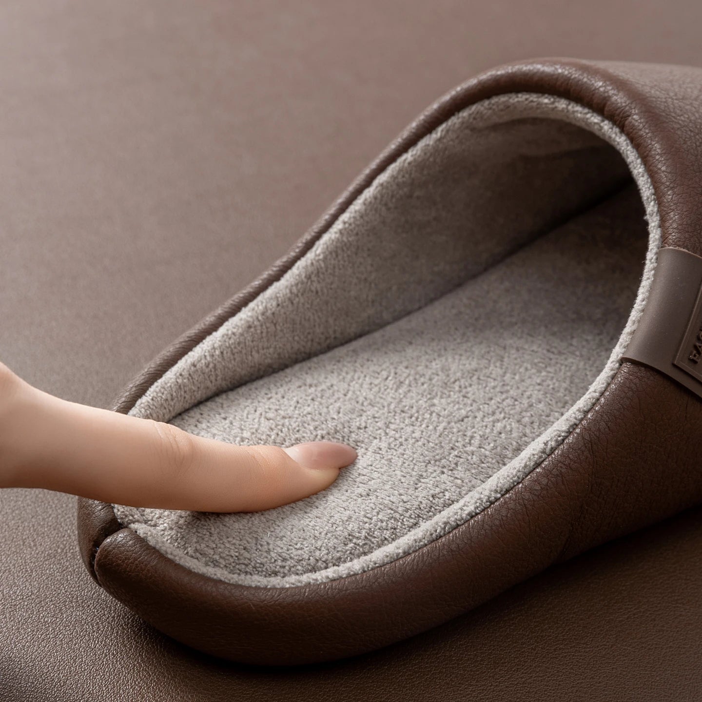 Men's Winter Slippers Fleece Lined House Shoes Waterproof PU Leather
