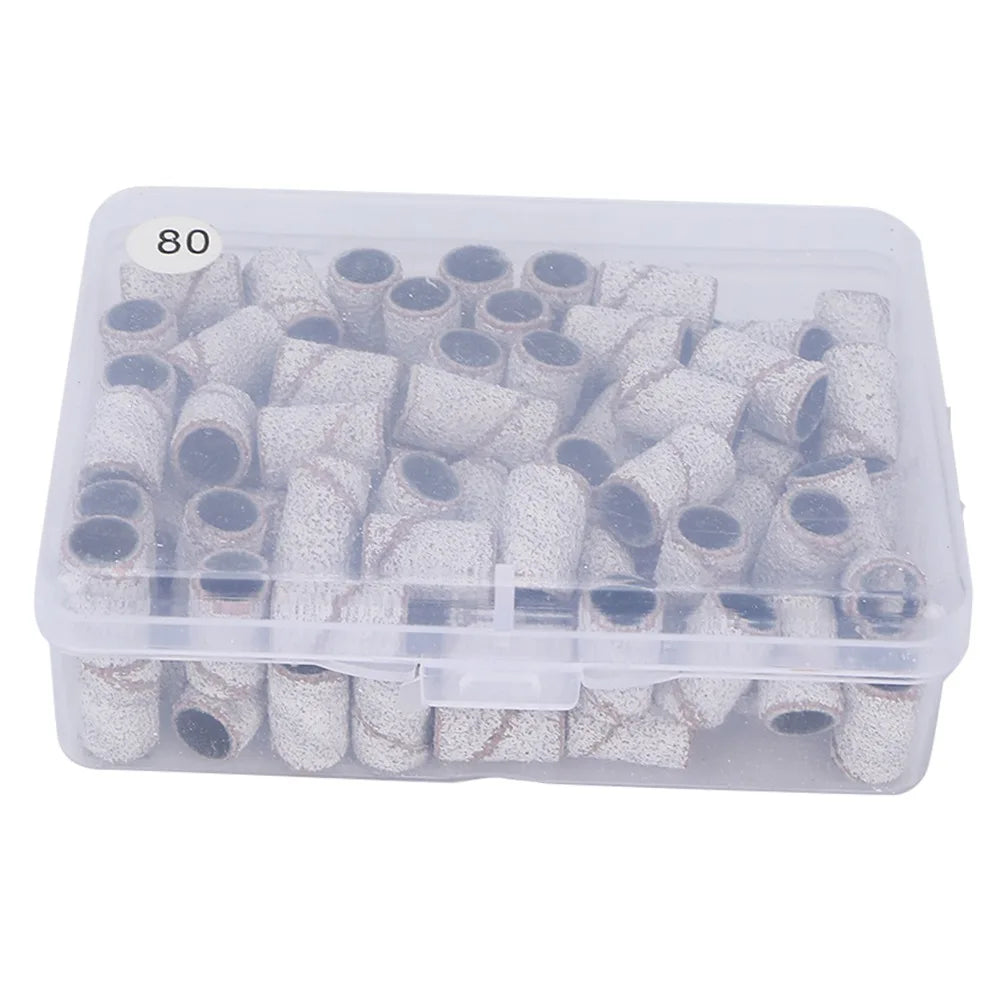 Professional White Nail Art Sanding Bands Cylindrical Drill Gel Zpaxo 80 grit