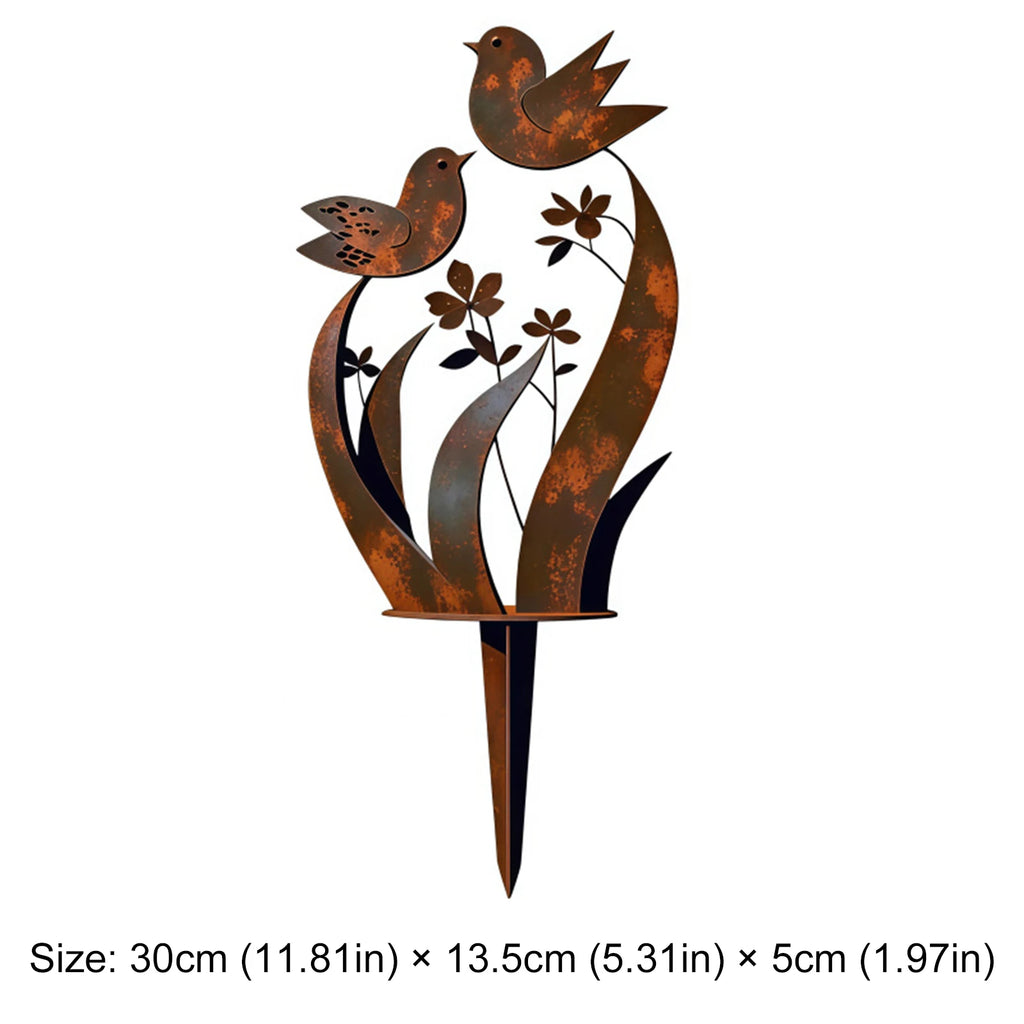 Metal Yard Lawn Ornament Stakes Retro Flower Bed Decor Plant Stake