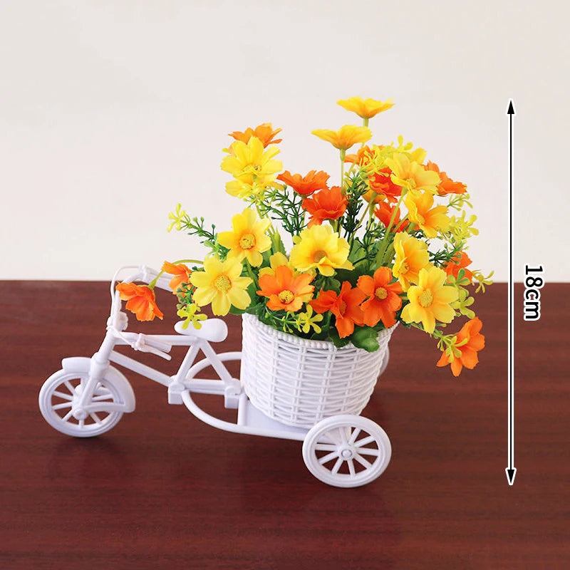 MRattan Flower Basket Vase Tricycle Bicycle Model Home Garden Wedding Zpaxo A2
