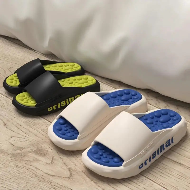 Fashion Men Slippers Non-slip Sandals Thick Soft Platform House Shoes