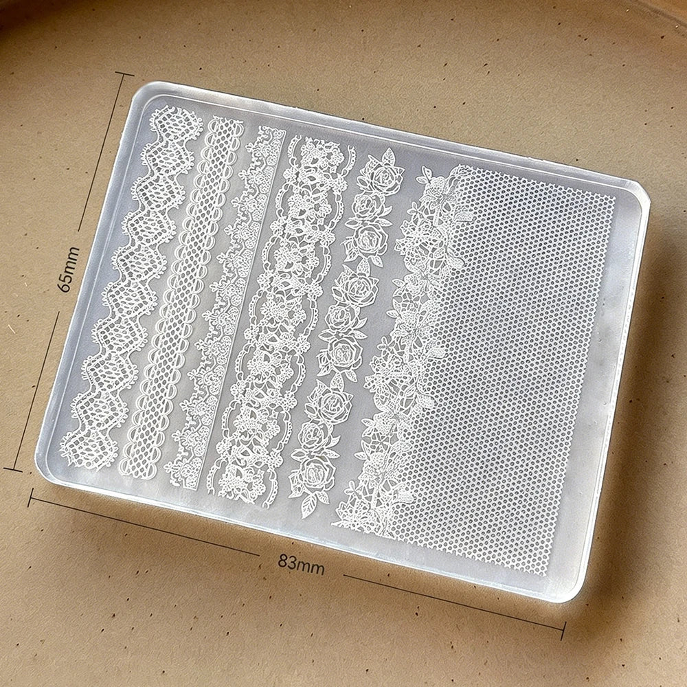 Lace Silicone Mold Nail Art Ultra-thin 3D French Rose Lattice Pattern Zpaxo