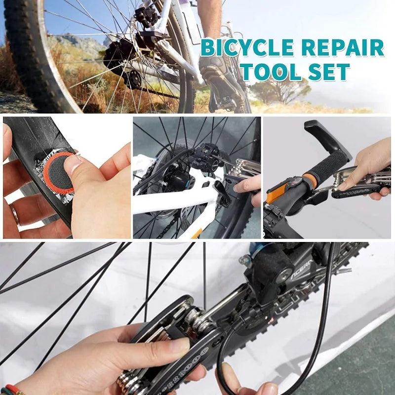 Bicycle Repair Tools Kit, Bike Accessories, Multi Tool Set with Pump Tire Patch, Portable Mountain Road BikeTire Auto Tool Set Zpaxo
