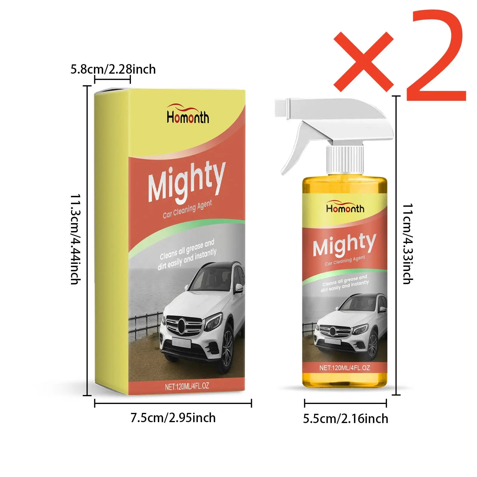 Homonth Mighty Car Cleaner Spray – Interior & Exterior 120ml Car Cleaning Spray Zpaxo 240ml boxed