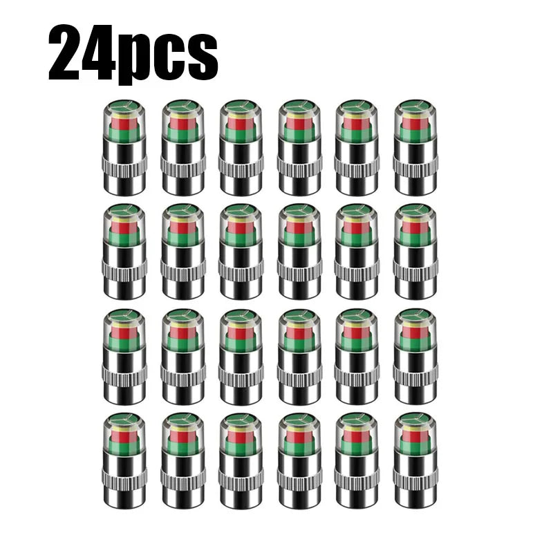 Tire Pressure Indicator Valve Caps – 4/8/12/24-Pack