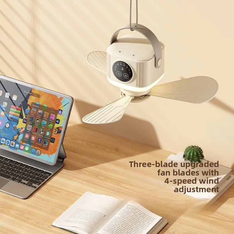 2026 New Portable Rechargeable Ceiling Fan Wireless USB Hanging Fan for Student Dorm Bed Outdoor Camping Zpaxo