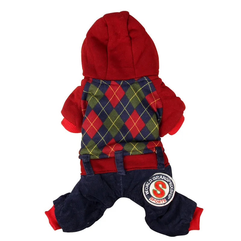 Winter Pet Thickened Warm Clothing Fashion Plaid Dog Four Legs