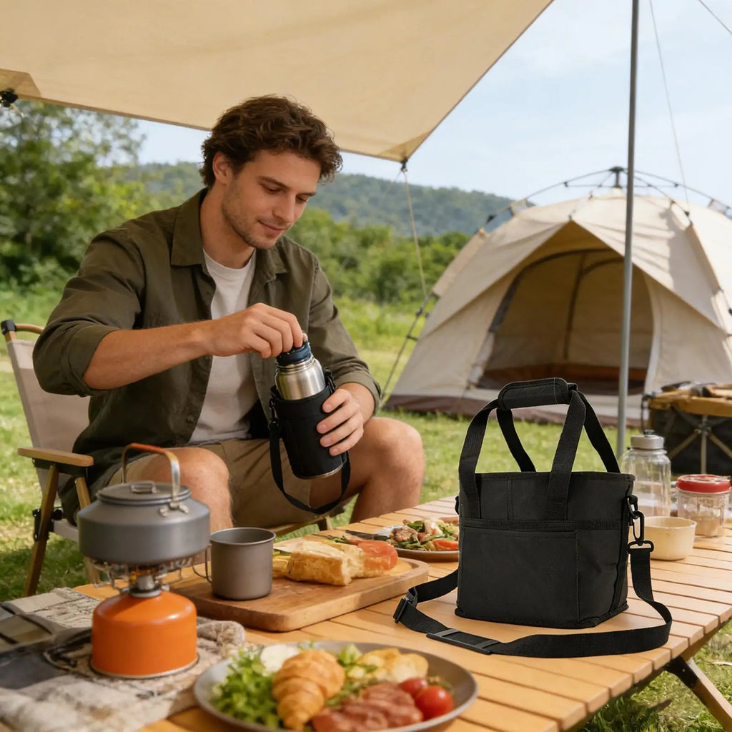 Water Bottle Tote Bag High Capacity Insulated Pouch Adjustable Shoulder Strap Water Bottle Sling Bag For Sports Hiking Travel Zpaxo