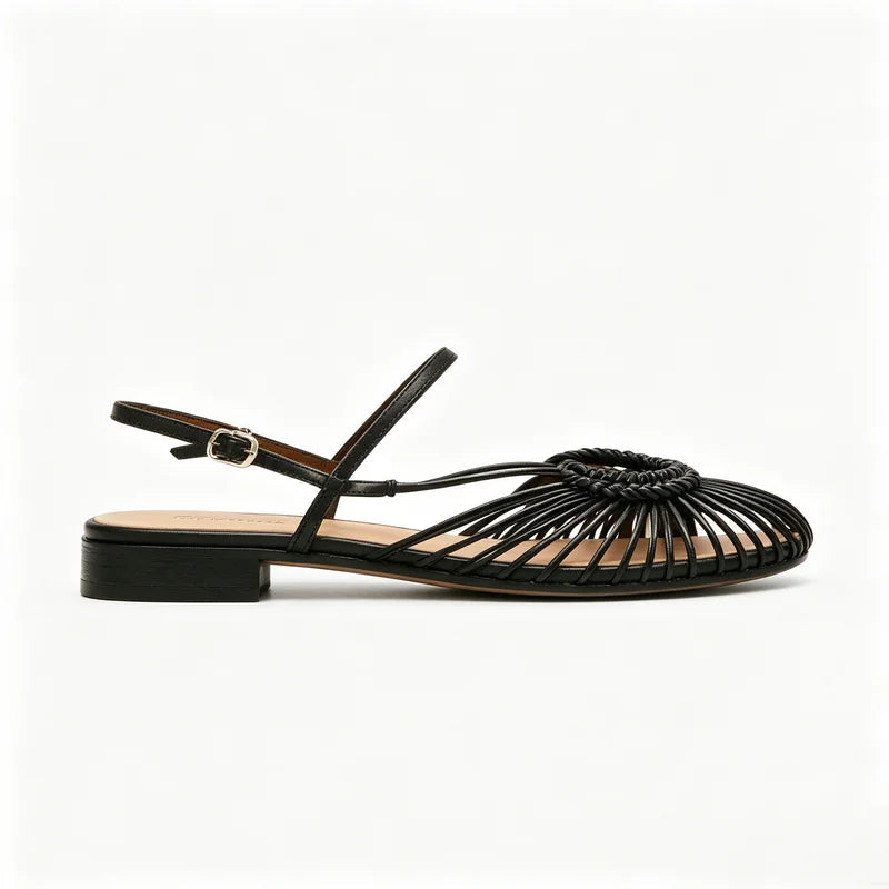 Women Gold Flat Sandals Retro Hollow Out Sandals Ladies Strap Low Heel Summer Party Dress Shoes Elegant Daily Walking Footwear Zpaxo