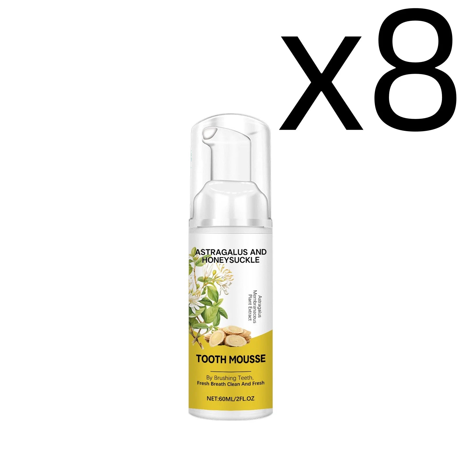 Astragalus Foam Toothpaste Mousse – Whiten & Freshen Breath 60ml Foam Toothpaste Mousse Zpaxo 60ml X 8PCS
