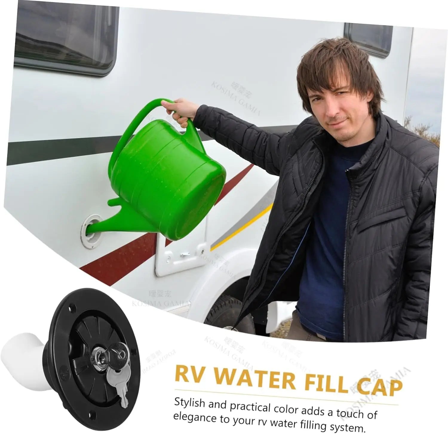 Round Gravity Water Inlet with Lock for RV Camper Boat