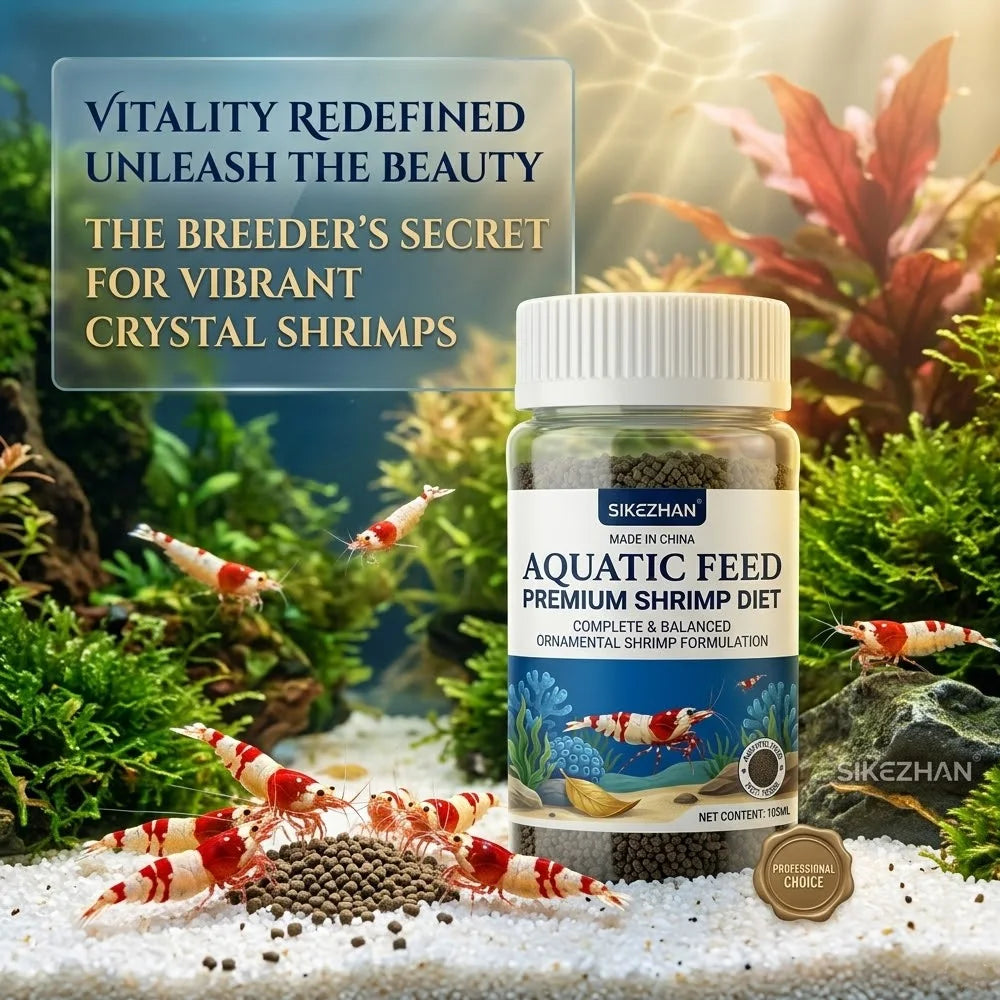 SIKEZHAN Premium Aquatic Feed 105ml - Complete Ornamental Shrimp Diet - Balanced Pellets for Healthy Shell Molting & Growth Zpaxo