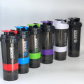 Large Capacity 3 Layers Protein Shaker Bottle with Mixing Cup for Body Building Exercise Water Shaker Cup Powder Shake Mixer Zpaxo Red 500ml