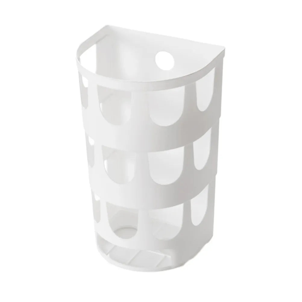 Garbage Bag Storage Box White Wall Mounted Hollow Design Adhesive