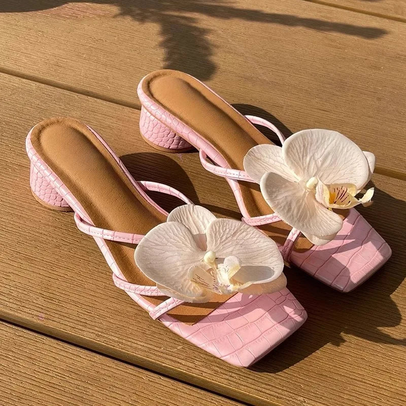 Sandals Decorations Flower Shoe Accessories Vacation Style Removable Butterfly Orchid Shoes Charms DIY Shoe Buckle Clogs Buckle Zpaxo