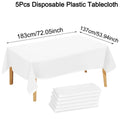 183×137cm Solid White Tablecloth Disposable Plastic Table Covers for Birthday Party Wedding Decoration Home Dinning Table Decor Zpaxo 5pcs