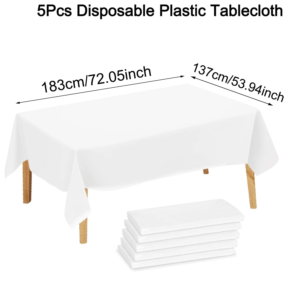 183×137cm Solid White Tablecloth Disposable Plastic Table Covers for Birthday Party Wedding Decoration Home Dinning Table Decor Zpaxo 5pcs