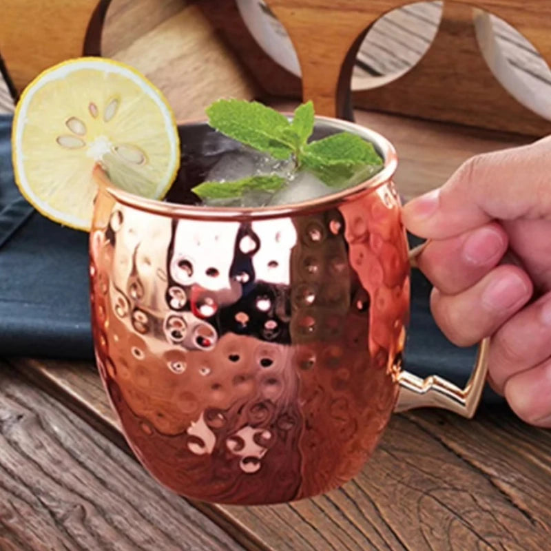 530ml Cocktail Wine Cup Moscow Mule Mugs Stainless Steel Copper Plated Juice Beer Cup Coffee Mugs Bar Champagne Party Drinkware Zpaxo