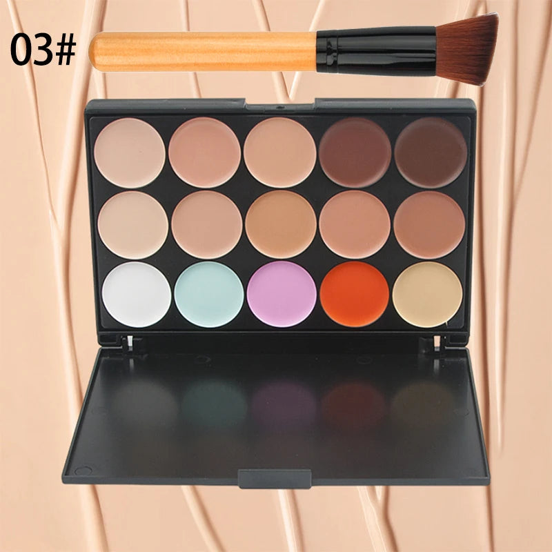 15 Colors Concealer Palette Cream Contour Palette,Foundation Full Coverage Foundation Makeup Cover Dark Circles Around Eyes Face Zpaxo Z15-03-2pcs