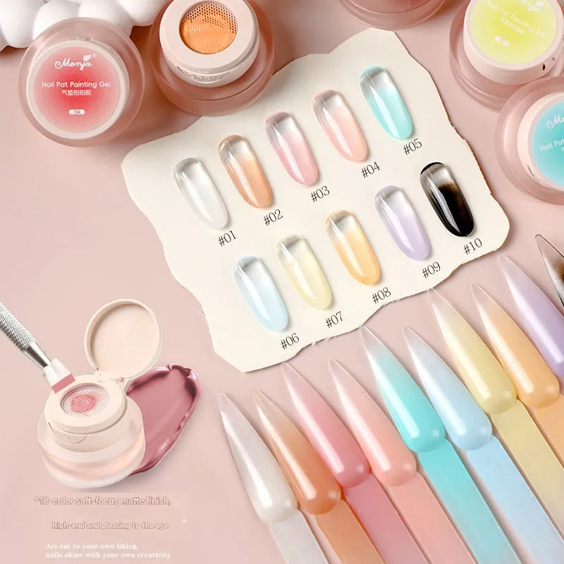 5ml Cushion Patting Gel Polish Ombre Black White Peach Painting Gel French Nail Blush Blooming UV/LED Nail Cushion Gradient Gel Zpaxo