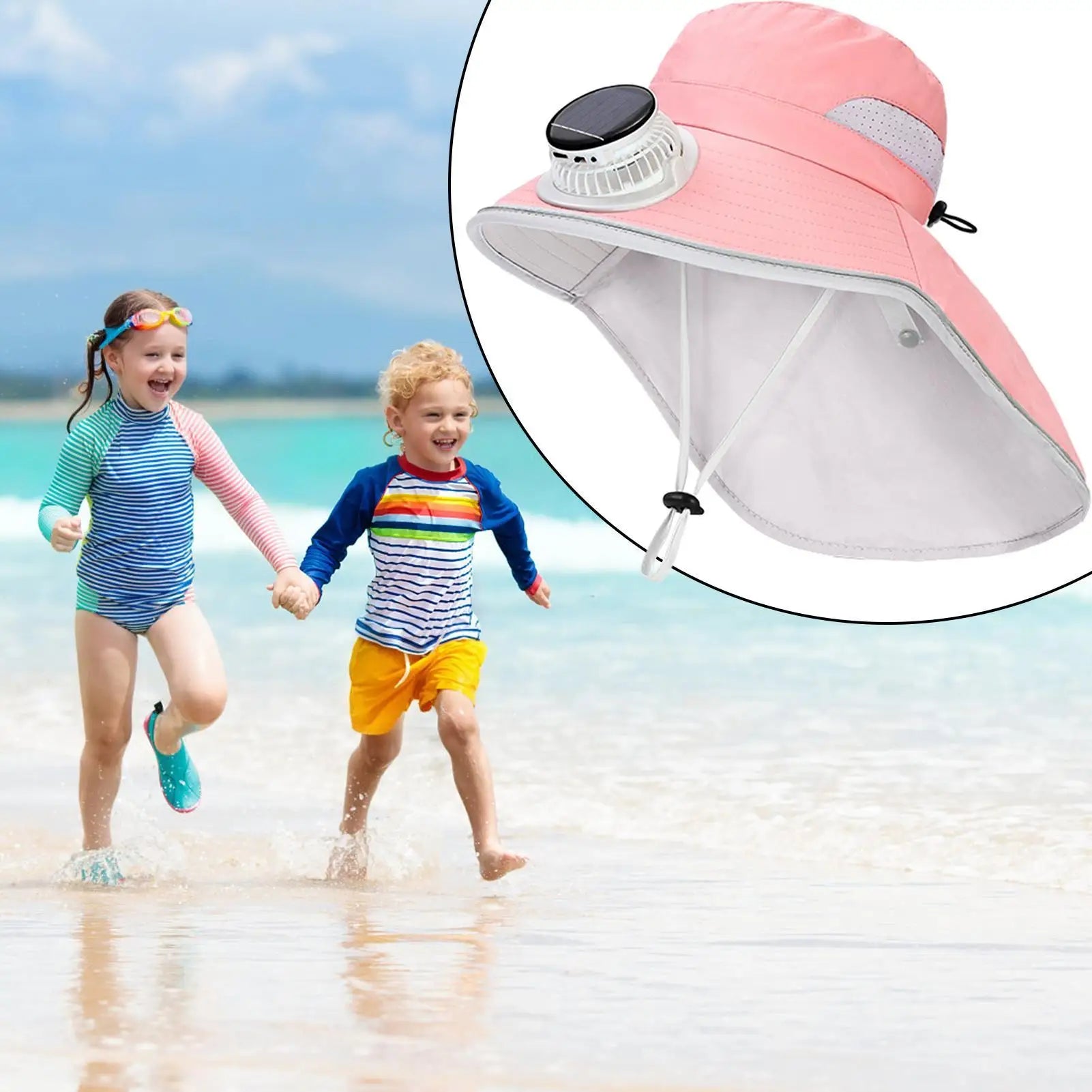 Solar Powered Fan Hat Bucket Hats Breathable Sports Gear UV Protection Headwear For Outdoor Camping Fishing Vacation Girls Boys Zpaxo