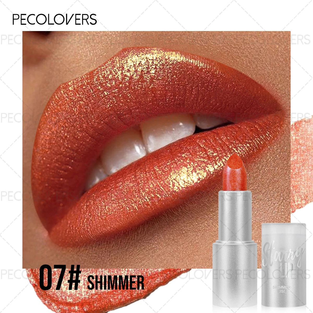 Sparkling Pearlescent Lipstick Long-lasting Shimmering Glitter Finish Zpaxo 07