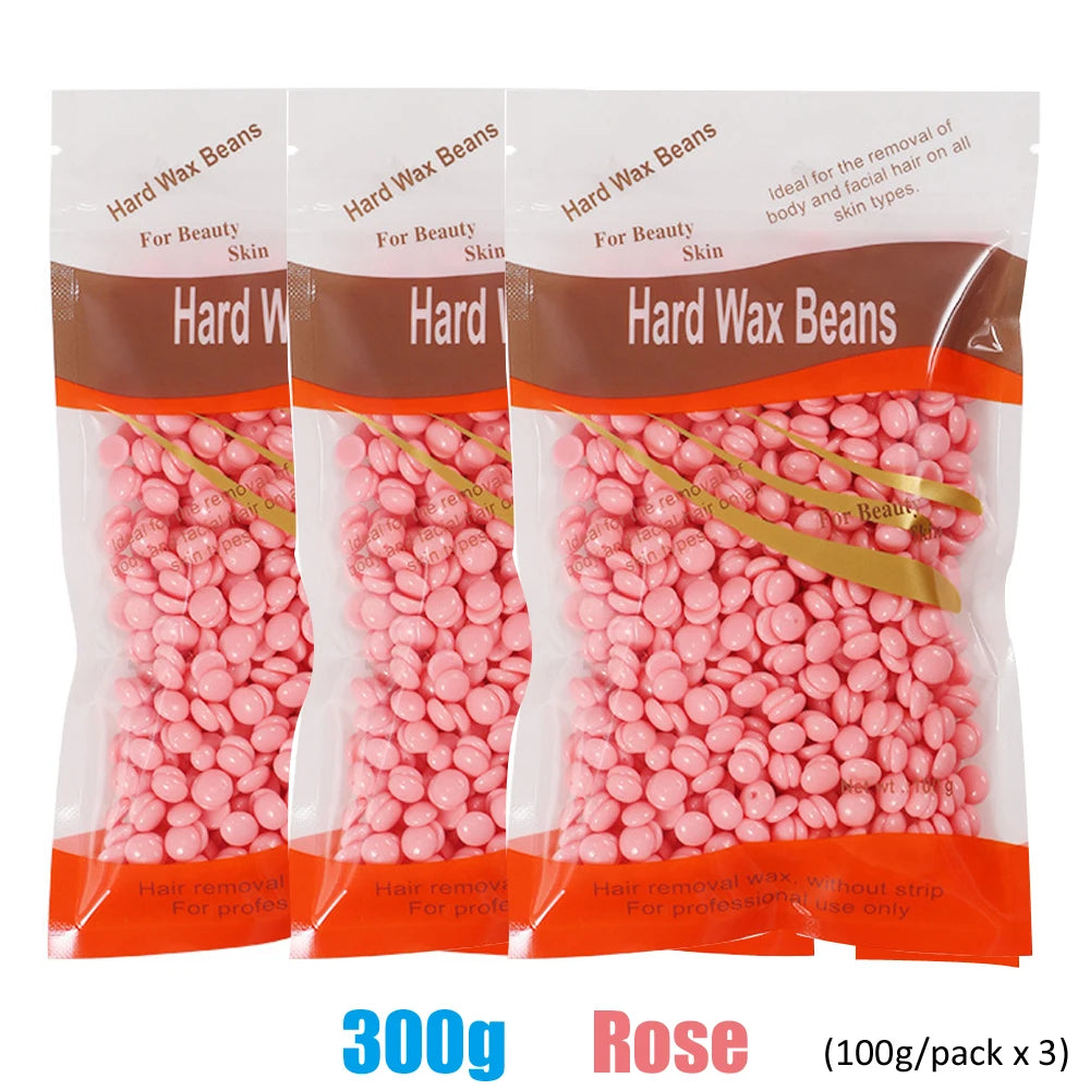 Hard Wax Beans Hair Removal – 500g/300g/50g Unisex Depilatory Wax Beans Zpaxo 300g-Rose