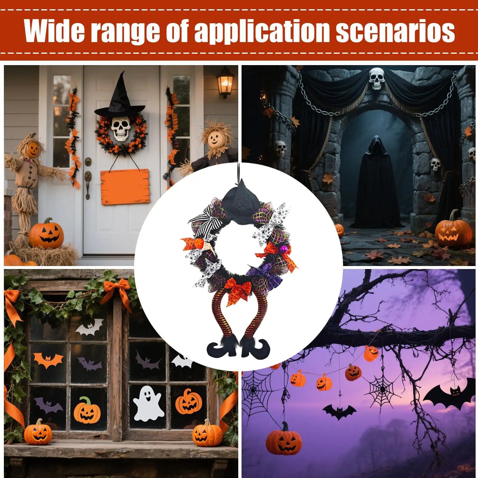 Halloween Wreath Porch Holiday Accent Sign Decorations Home Apartment