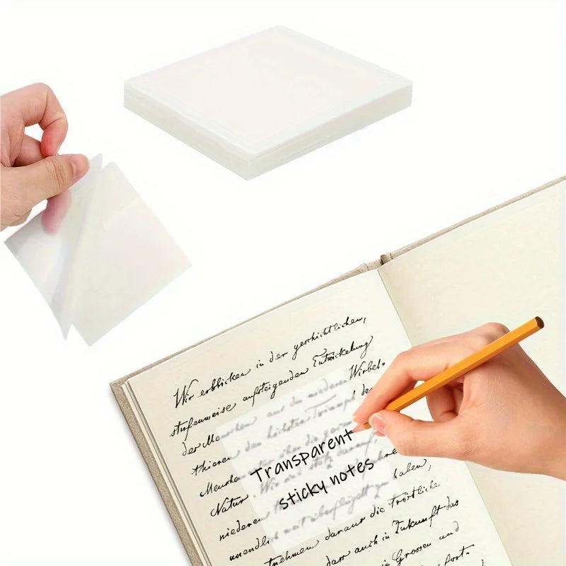 100 Transparent Waterproof Sticky Notes 3x3 Inch Self-adhesive