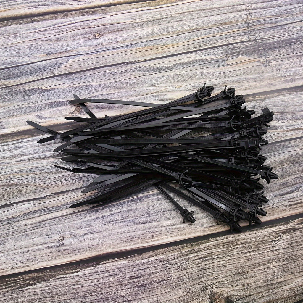 100pcs Push Mount Winged Chassis Cable Ties for Homehold Construction Industry Electronic Industry Auto Cable Wire Nylon Black Zpaxo